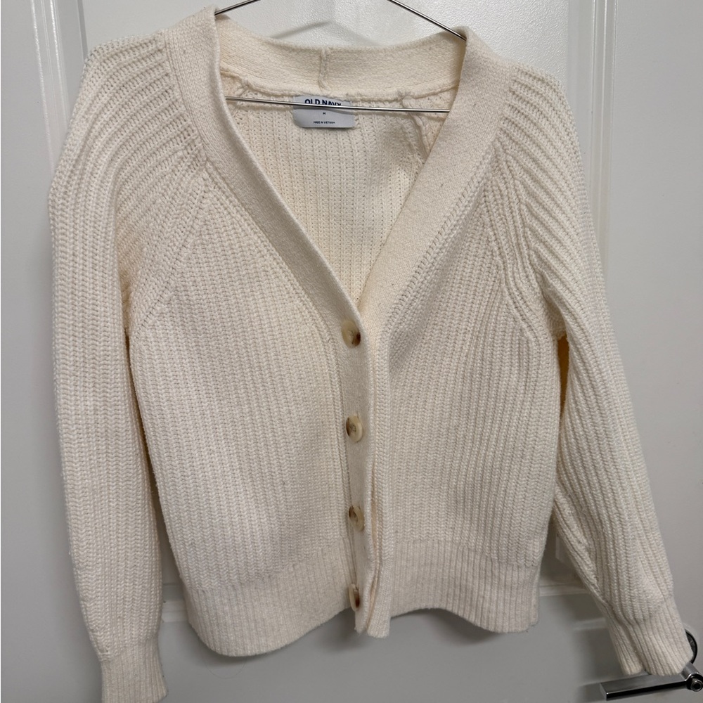 Cream Ribbed Cardigan